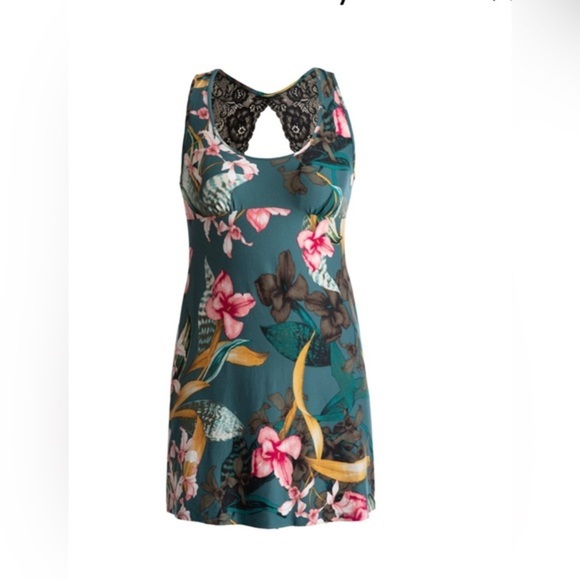 Teal Knee-Length Scoop Neck Lacy Keyhole back Slip on sleep chemise gown size 3X - Picture 8 of 8